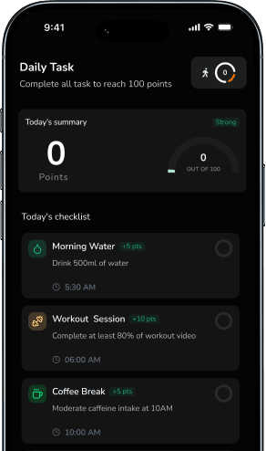 Daily task system app screen